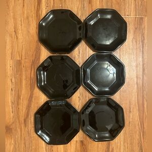 Set of 6 Black Octagonal appetizer Plates